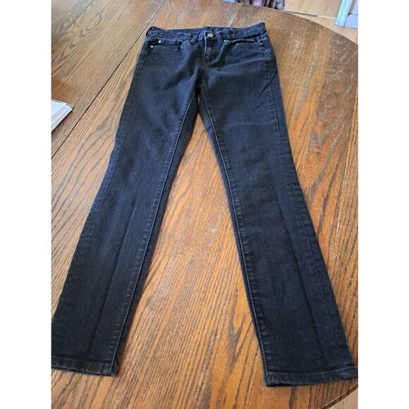 Size 0 25R Gap Black Premium Mid Rise Skinny Denim Jeans with Pockets Belt Loops - Picture 1 of 4